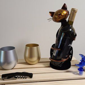 Too-Arts Cat Wine Holder, Wine Glasses, Wine Stopper, Corkscrew – MBHS4